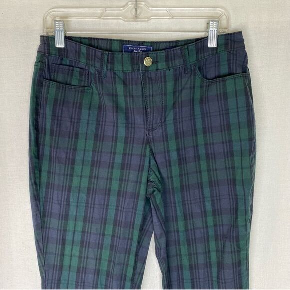 Charter Club Pants Women’s 6 Blue Green Plaid Bristol Skinny Ankle Stretch - Picture 3 of 8